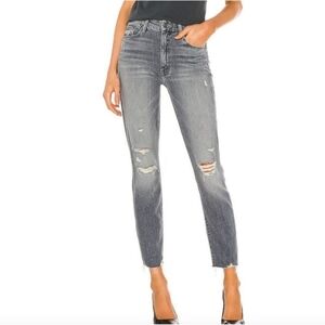 Mother High Waisted Looker Ankle Nick Fray Jeans